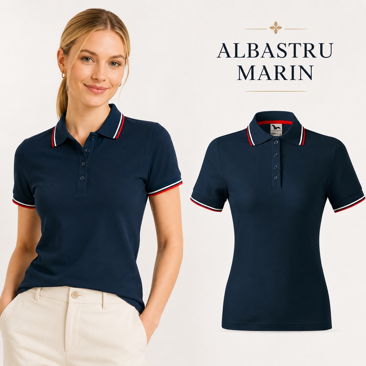 Tricou polo damă culoare albastru marin