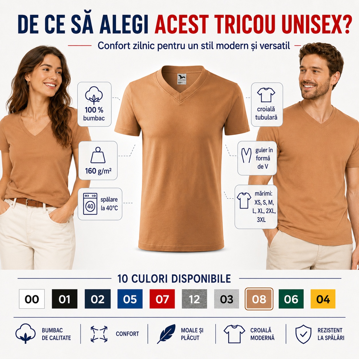 De ce să alegi tricoul unisex Malfini 102 Avantajele tricoului unisex Malfini 102 pentru damă și bărbat
