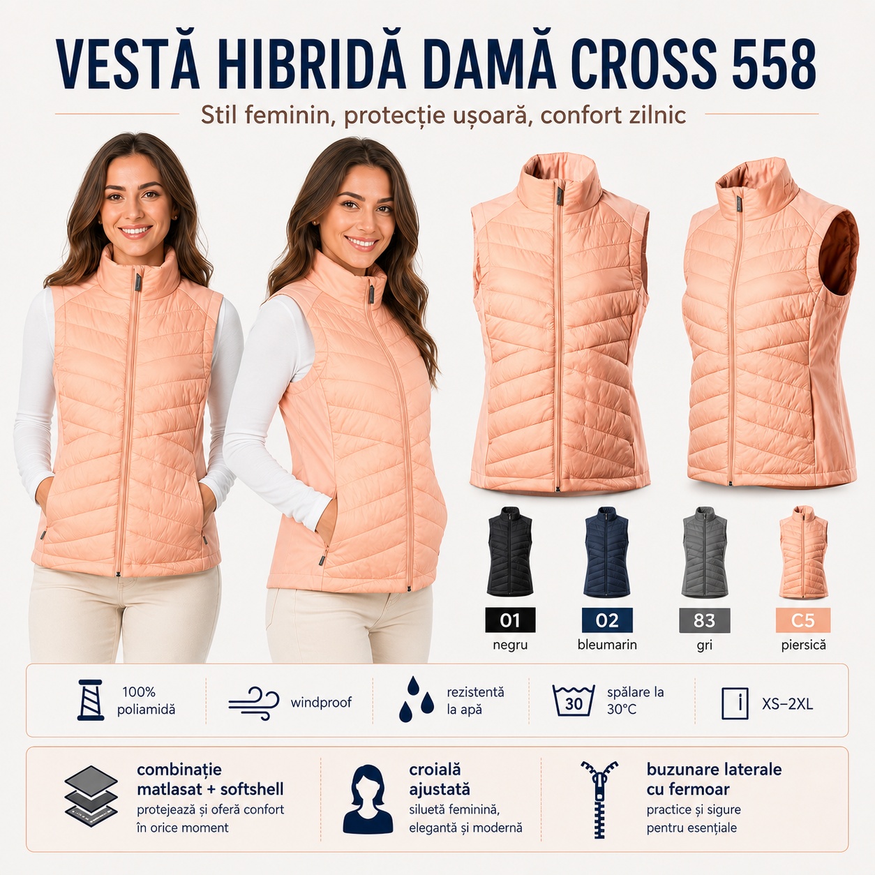 Vestă Cross 558 în patru culori