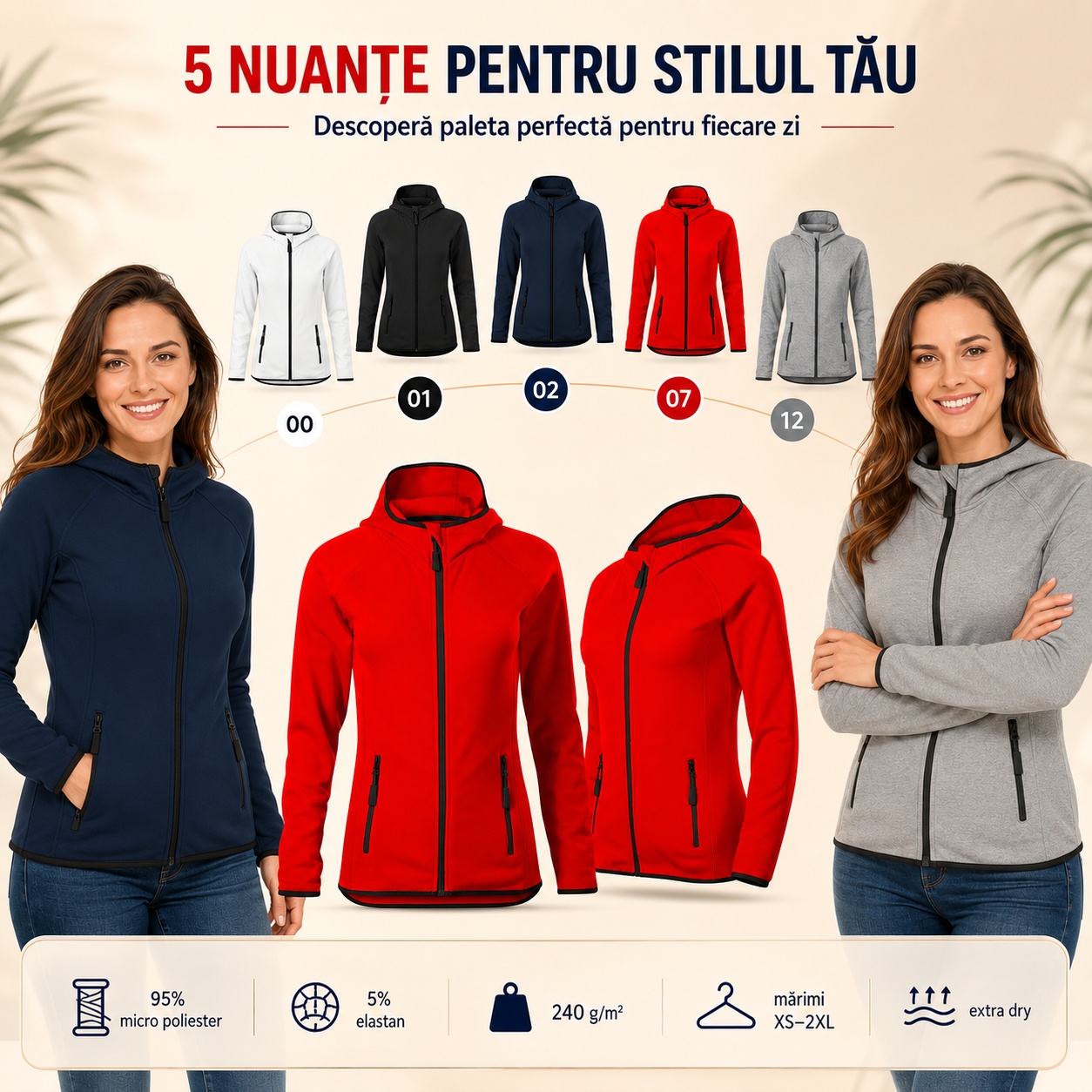 Hanorac stretch fleece dama pentru sport oras plimbare si timp liber