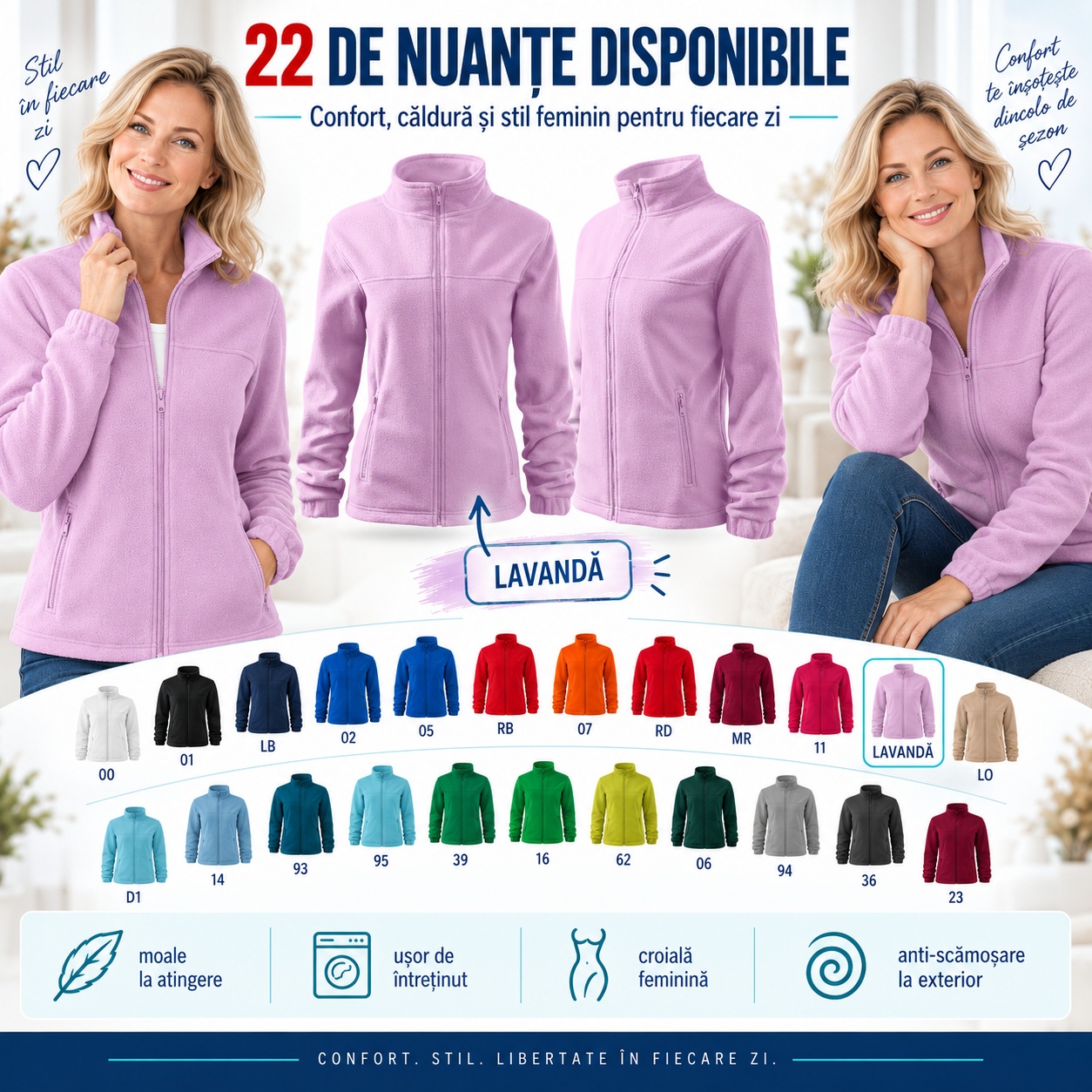 Jacheta fleece dama calduroasa practica si feminina