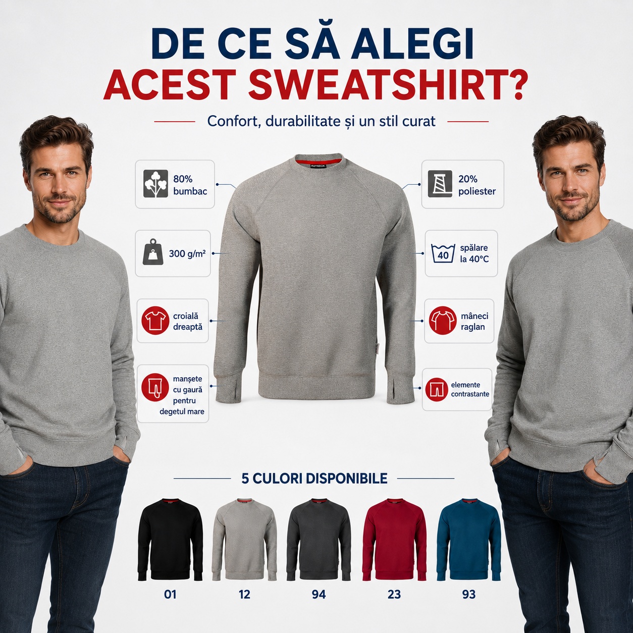 De ce să alegi Vertex W42 Avantajele sweatshirtului pentru bărbați Rimeck Vertex W42