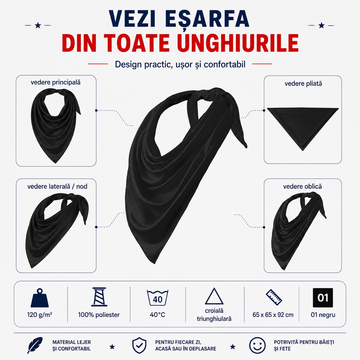 Relax 327 eșarfă triunghiulară copii - ghid dimensiuni