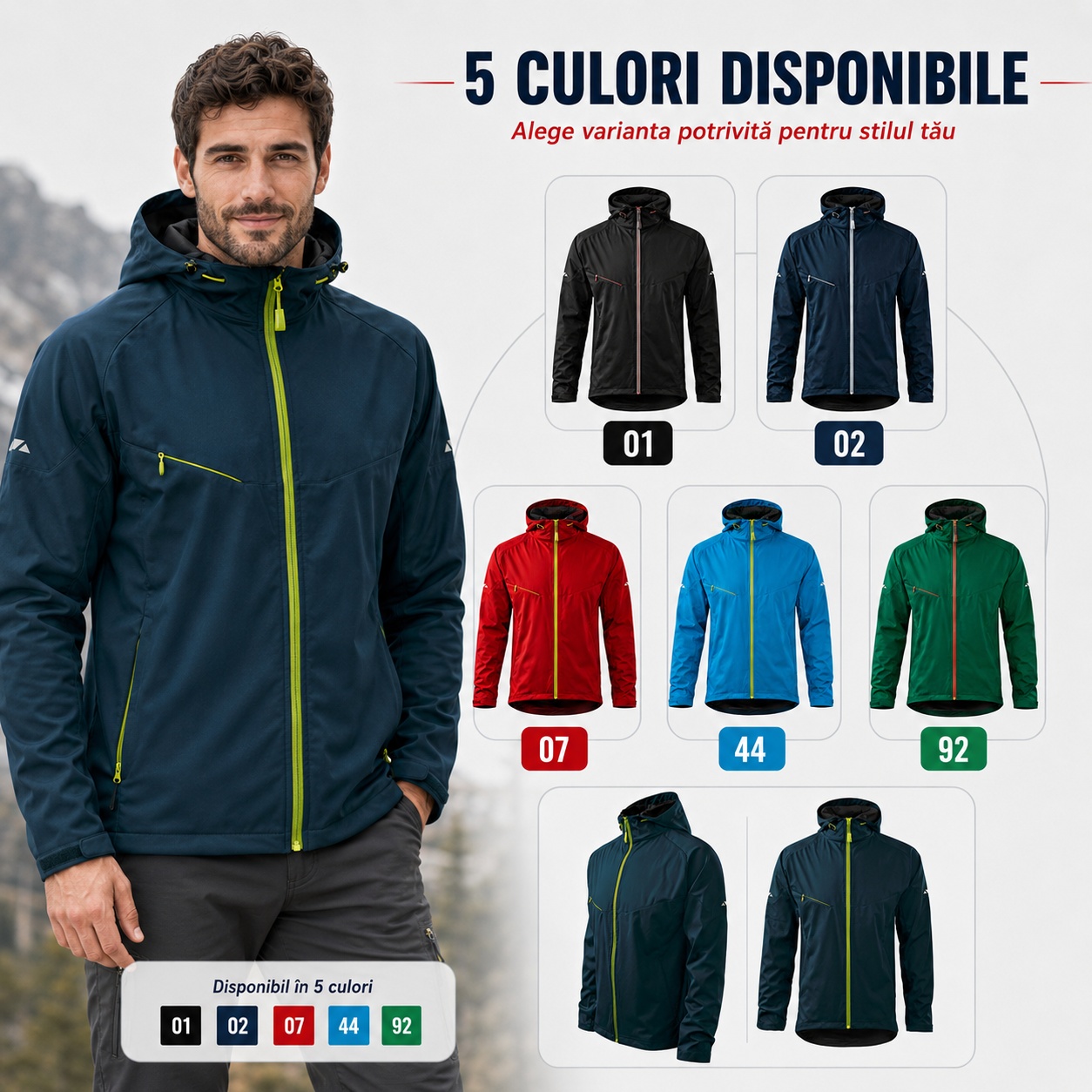 Geaca barbati tip jacheta softshell cu gluga impermeabila Cool 515