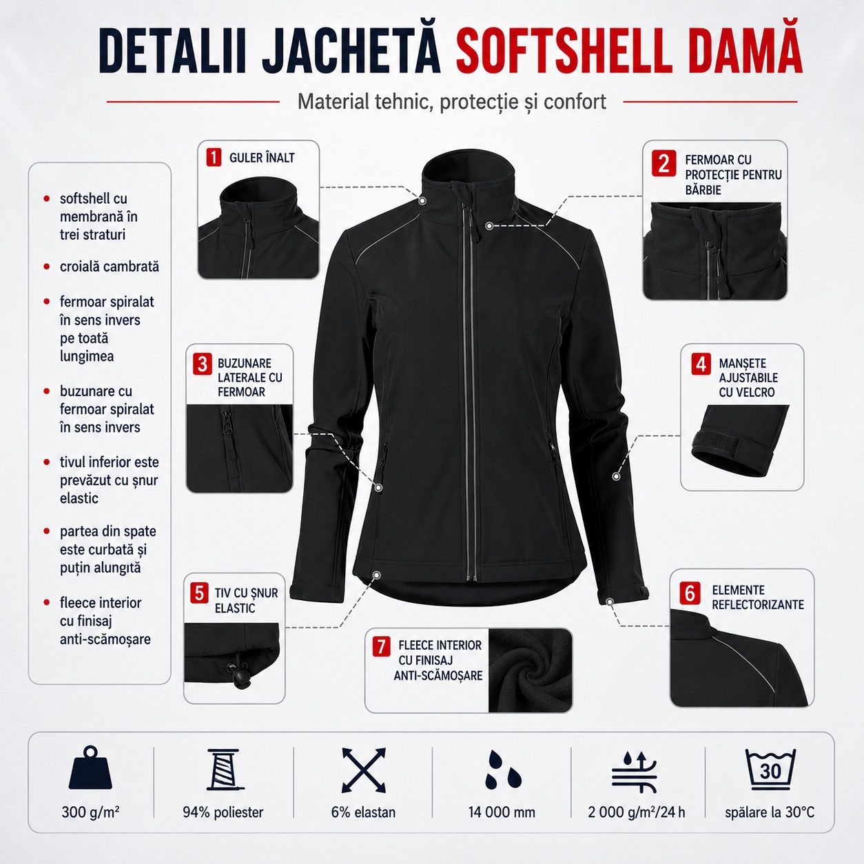Croială feminină geacă softshell damă Valley 537