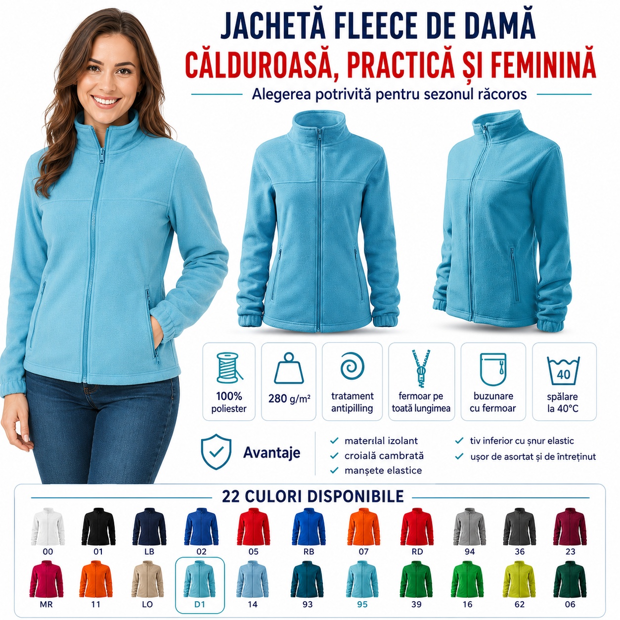 Jacheta fleece dama pentru birou oras weekend si timp liber