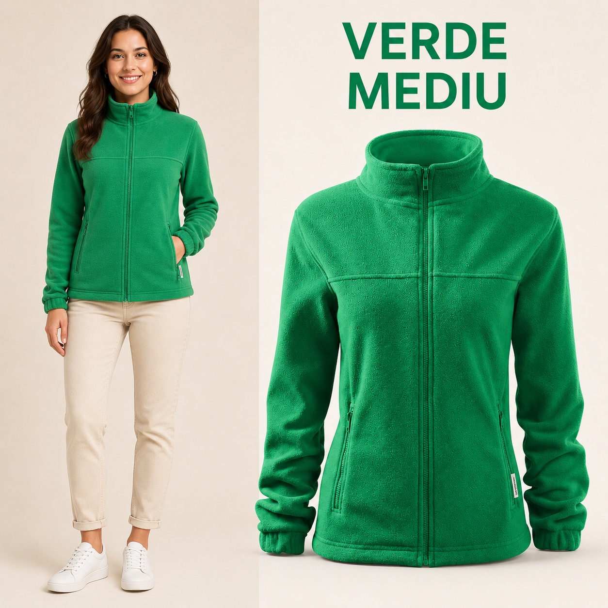 Polar fleece dama cu buzunare cu fermoar