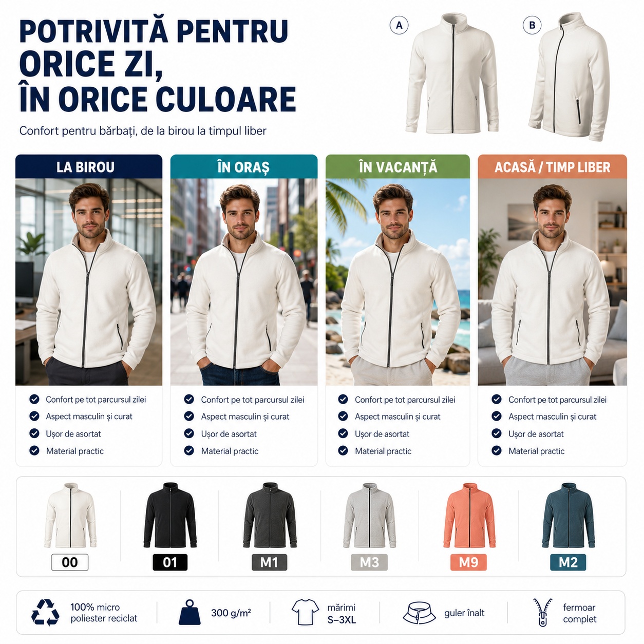 Detalii jachetă Malfini Factor 852 guler fermoar buzunare și cusături