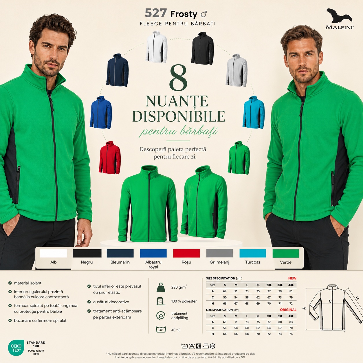 Jachetă fleece bărbați Frosty 527 pentru casual birou outdoor și călătorii