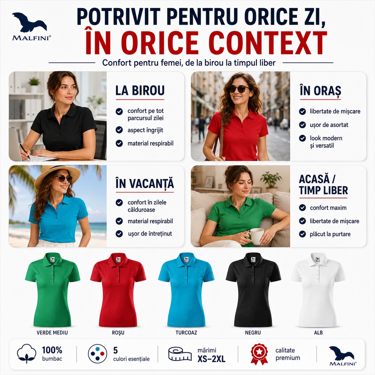 Tricouri polo damă potrivite pentru birou oraș vacanță și timp liber