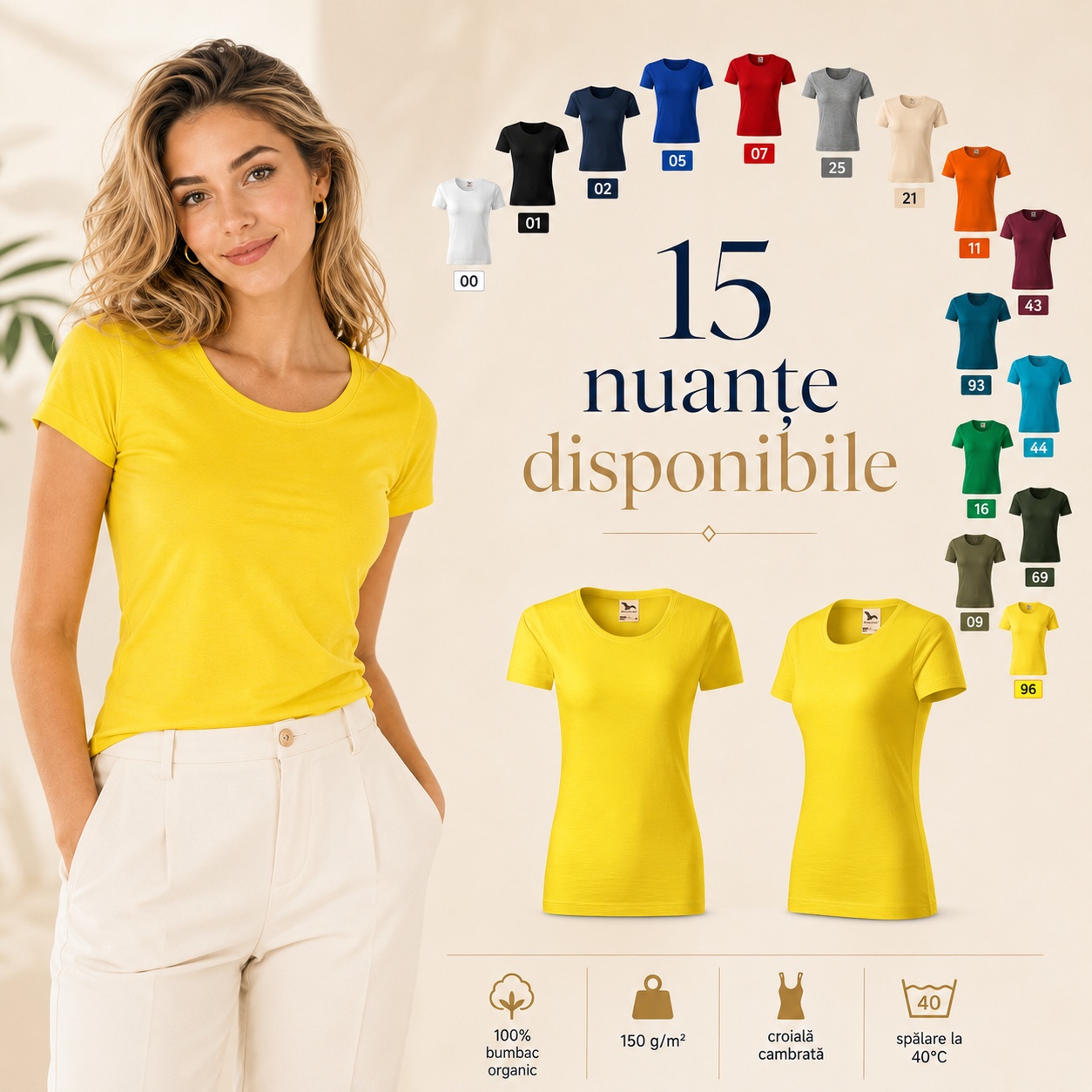 15 nuanțe disponibile pentru stilul tău Tricou damă Malfini Native GOTS 174 disponibil în 15 nuanțe pentru femei
