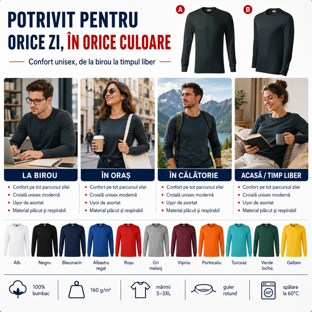 Ocazii de purtare Rimeck Resist LS R05 Tricou unisex Rimeck R05 purtat la birou în oraș în călătorie și acasă