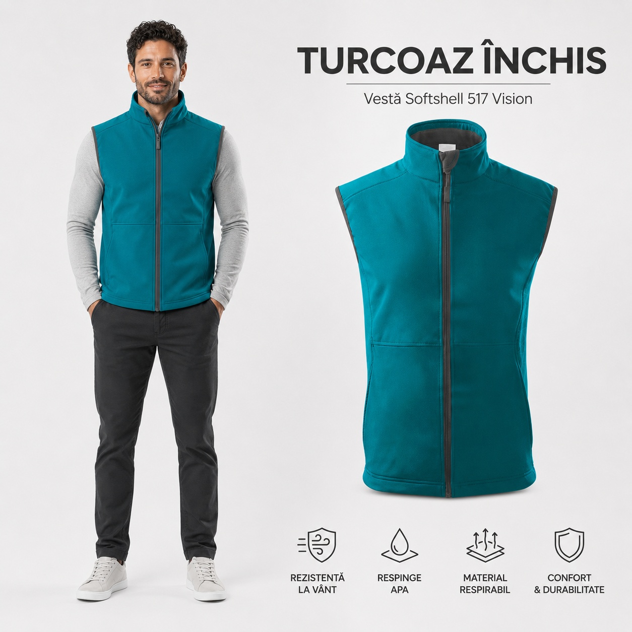 Vestă softshell bărbați elastică și călduroasă Vision 517
