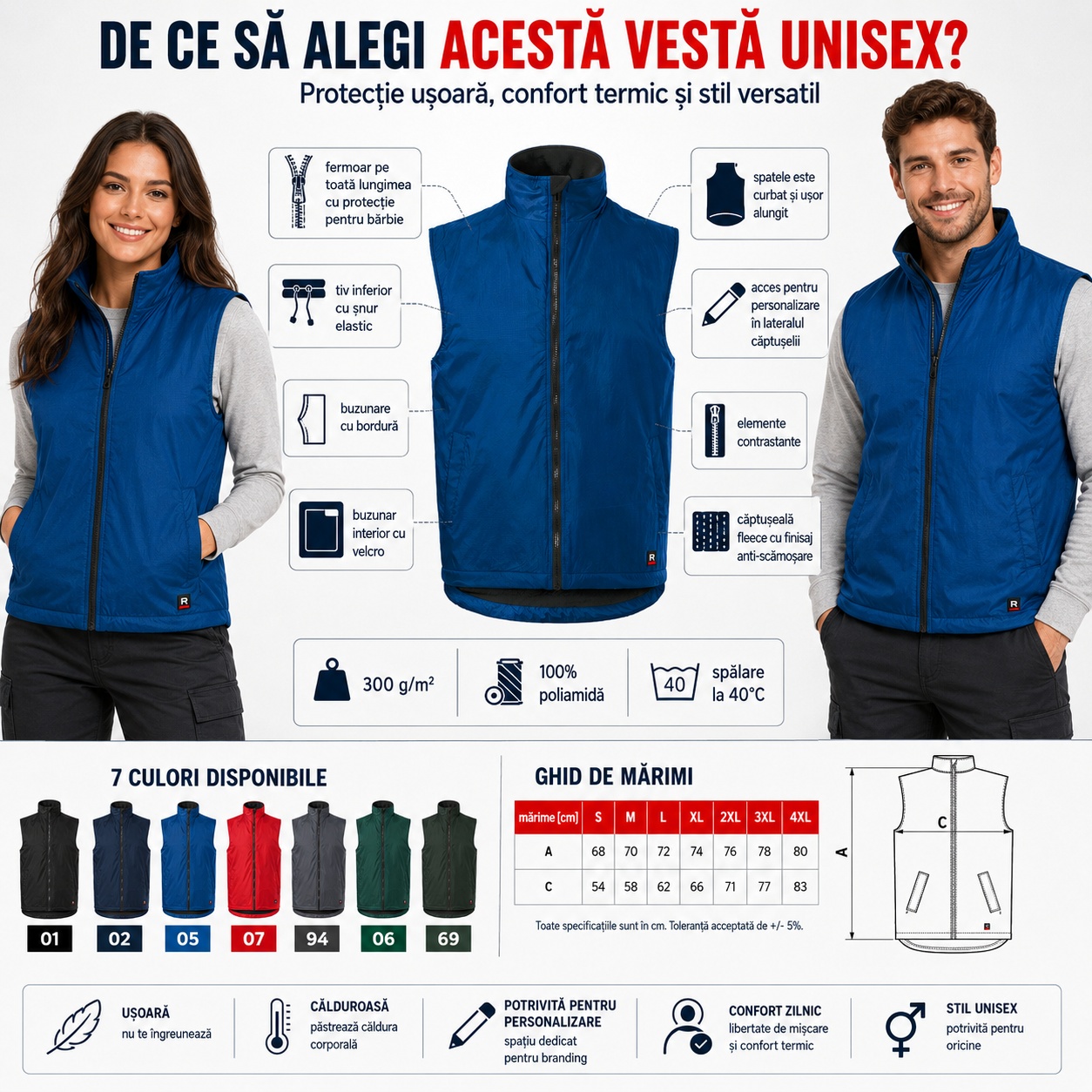 Vestă unisex Body Warmer 509 pentru oraș birou outdoor și timp liber