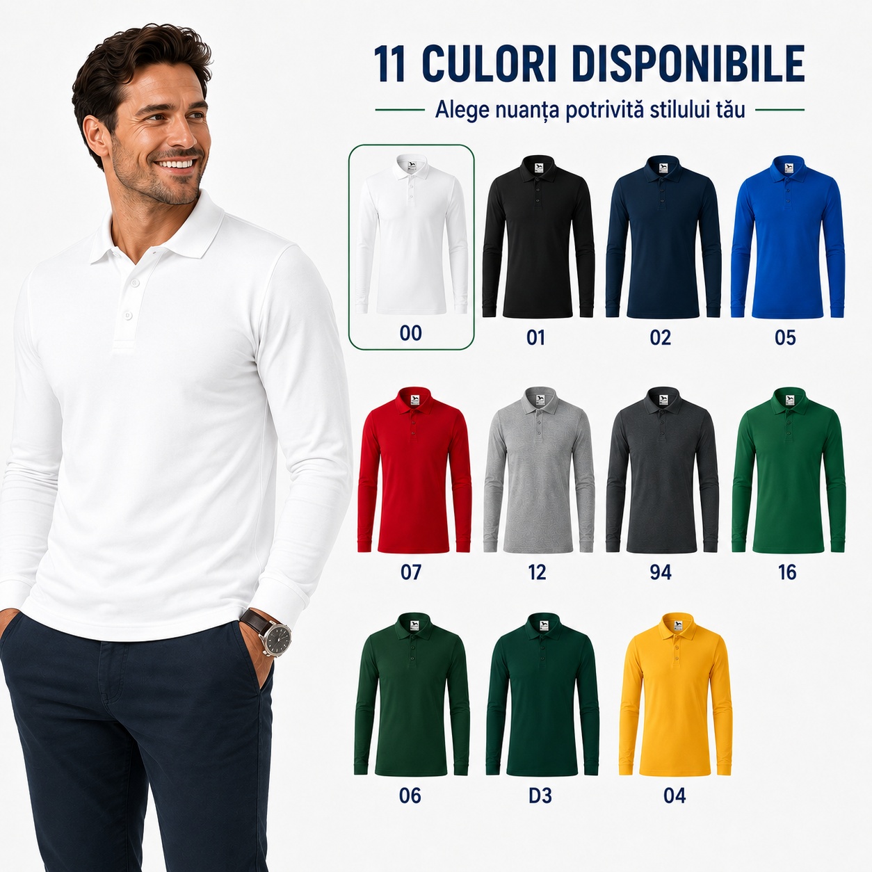 Bluză polo bărbaÈ›i disponibilă în 11 culori moderne