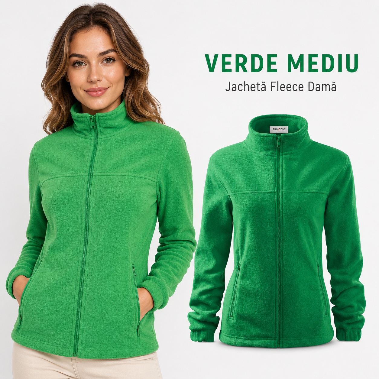 Bluza fleece dama cu buzunare fermoar