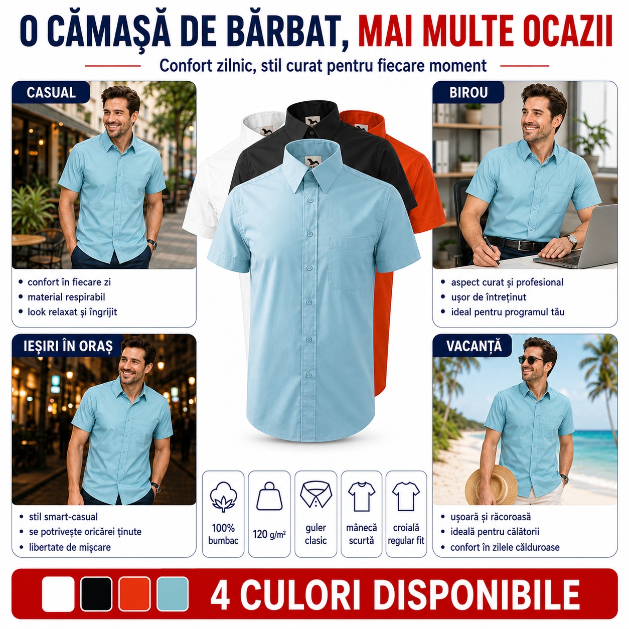 Cămașă pentru bărbați Malfini 207 purtată casual, la birou, la ieșiri și &icirc;n vacanță