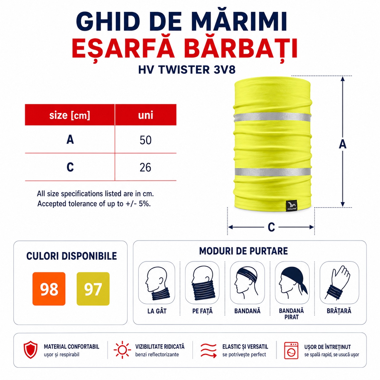 Moduri de purtare eșarfă multifuncțională bărbați HV Twister 3V8