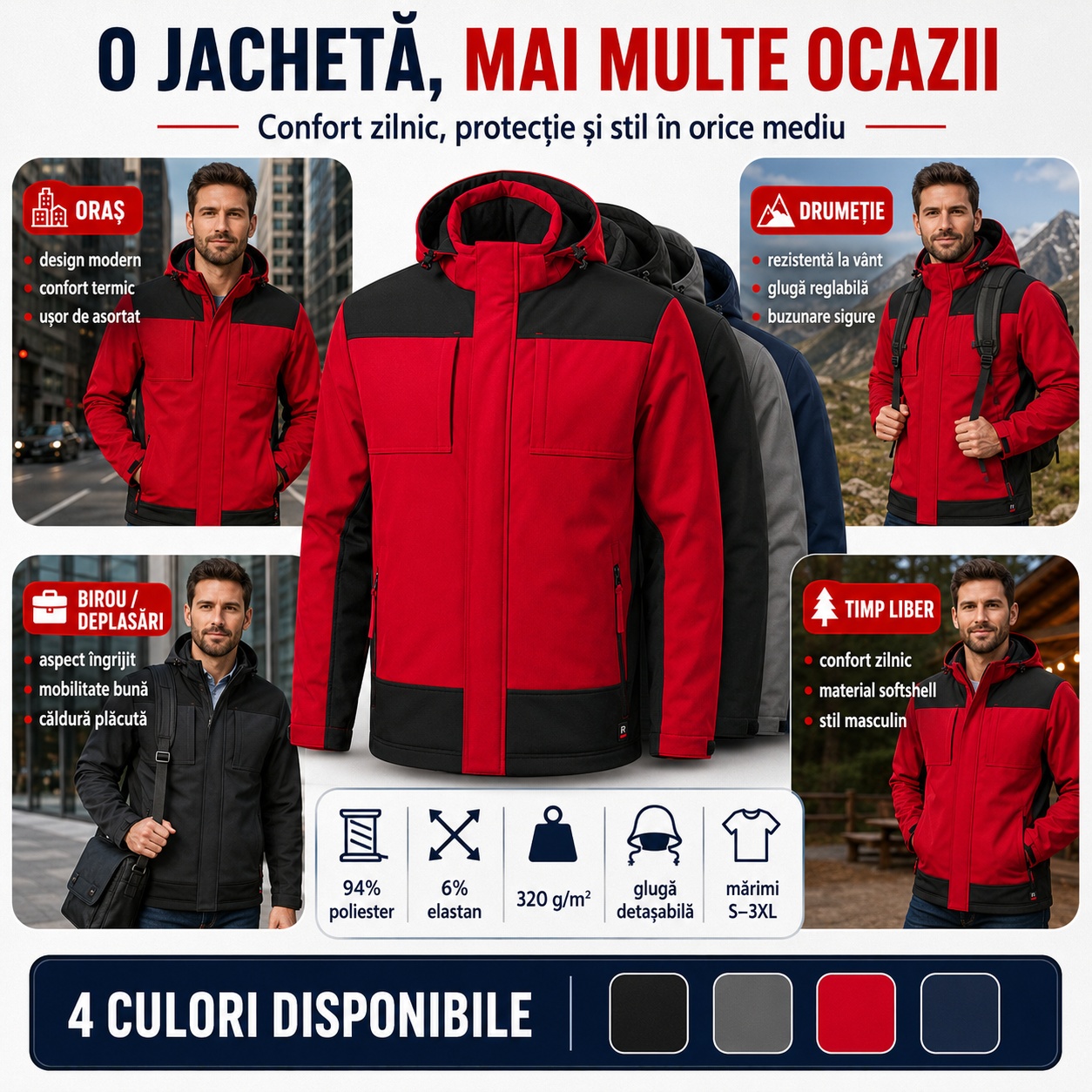 Tabel mărimi Vertex W55 jachetă softshell bărbați S 3XL