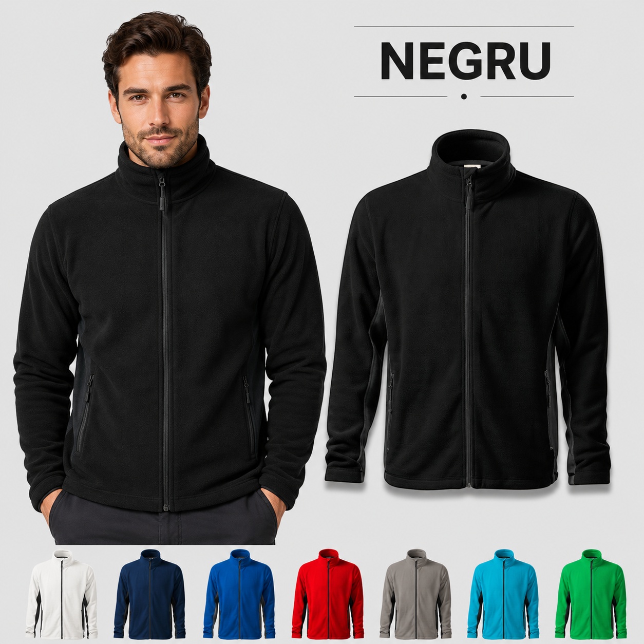 Jachetă fleece Frosty 527 cu fermoar integral protecție bărbie