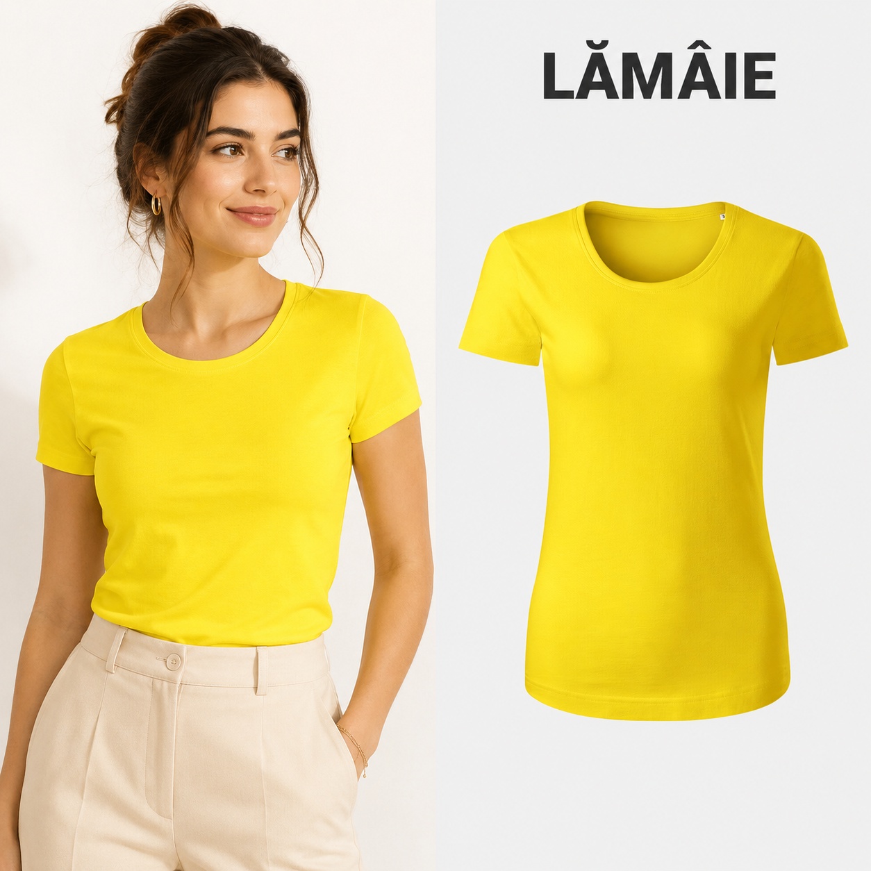 Tricou Damă Malfini Origin GOTS 172 - nuanța lămâie Tricou damă Malfini Origin GOTS 172 culoare lămâie, bumbac organic, croială cambrată