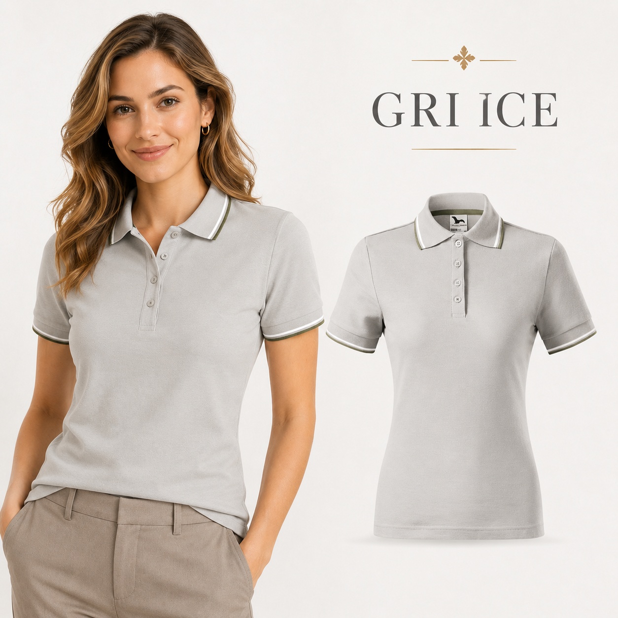 Tricou polo damă culoare gri ice
