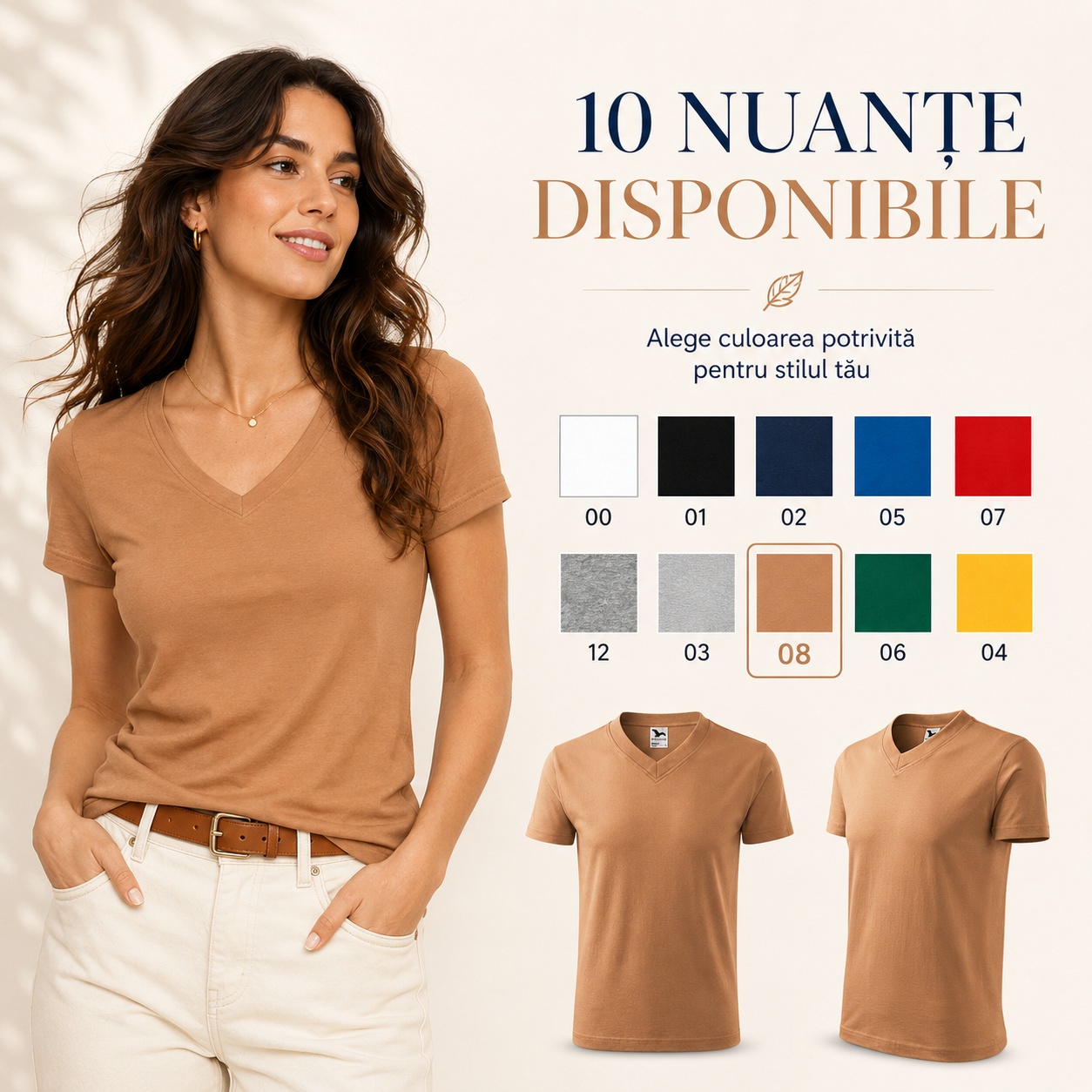 Tricou damă cu guler în V în 10 culori Tricou damă cu guler în V Malfini 102 în 10 nuanțe