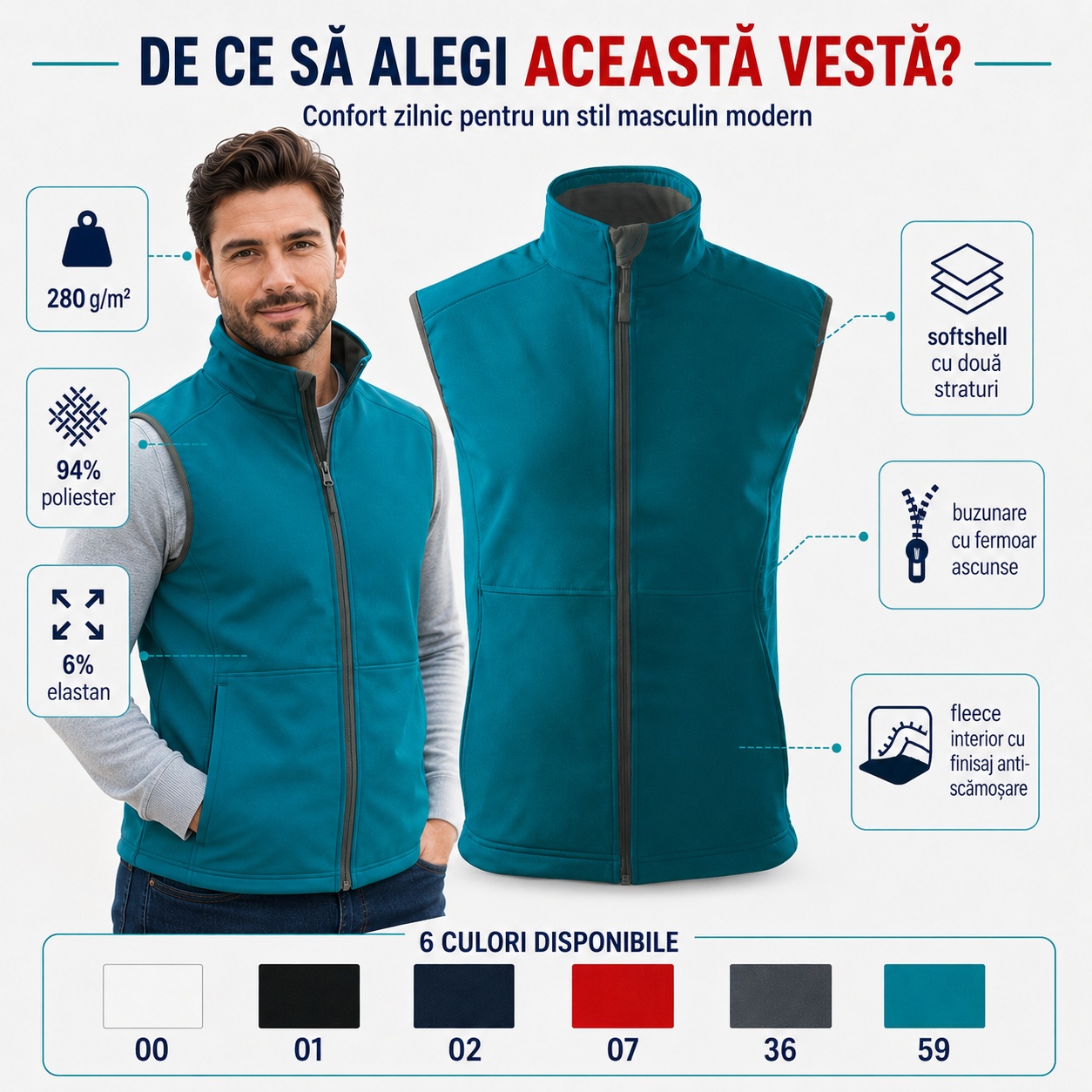 Ghid mărimi vestă softshell bărbați Vision 517
