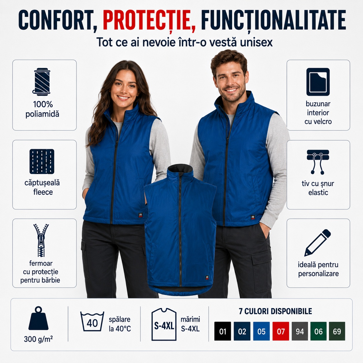 Vestă unisex Body Warmer 509 pentru femei și bărbați
