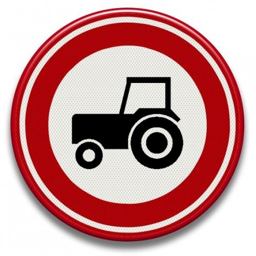 Indicator Accesul interzis tractoarelor si masinilor autopropulsate pentru lucrari, Sticker autocolant