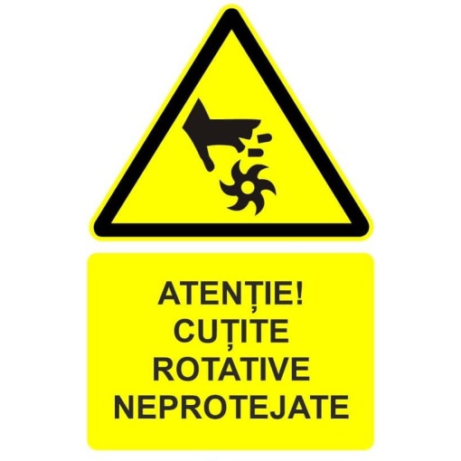 Indicator Atentie cutite rotative neprotejate indicator de avertizare, Sticker autocolant