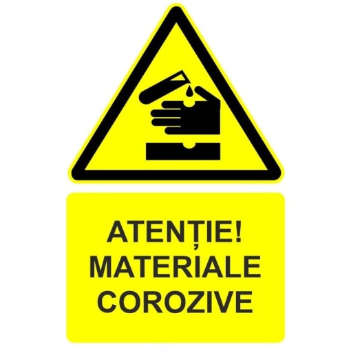Indicator Atentie materiale corozive indicator de avertizare, Sticker autocolant