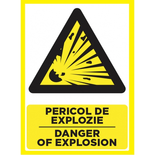 Indicator Pentru pericol de explozie danger of explosion, Sticker autocolant