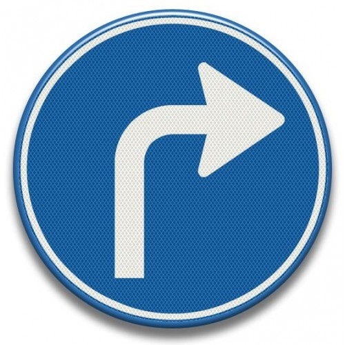 Indicator rutiera pentru circulatie la dreapta, Sticker autocolant
