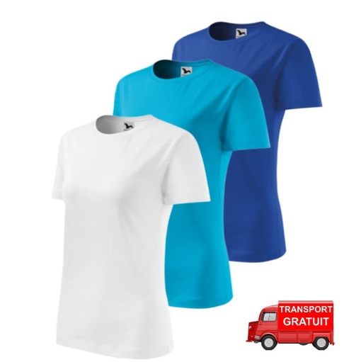 Set 3 tricouri dama simple bumbac 100%, casual clasic pentru femei multicolor, alb, turcoaz, albastru marin , 133