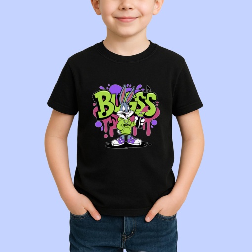 Tricou Bugs Bunny chill vibes cu hanorac verde Copii | Dama | Barbat, negru