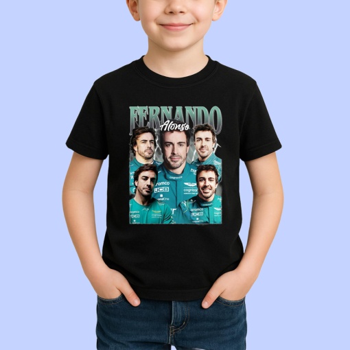 Tricou Fernando Alonso Colaj Cu Fete Multiple Echipa Aston Martin Formula 1, Copii | Dama | Barbat