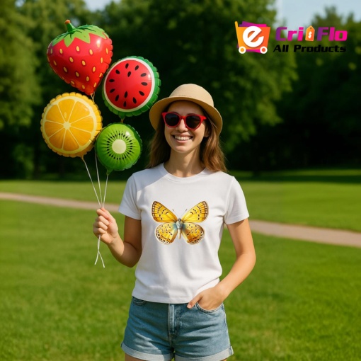 Tricou Fluture galben cald cu albastru pastel design simetric Copii | Dama | Barbat Barbat