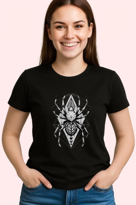 Tricou Paianjen Geometric Linie Neagra, Copii | Dama | Barbat, culoare negru