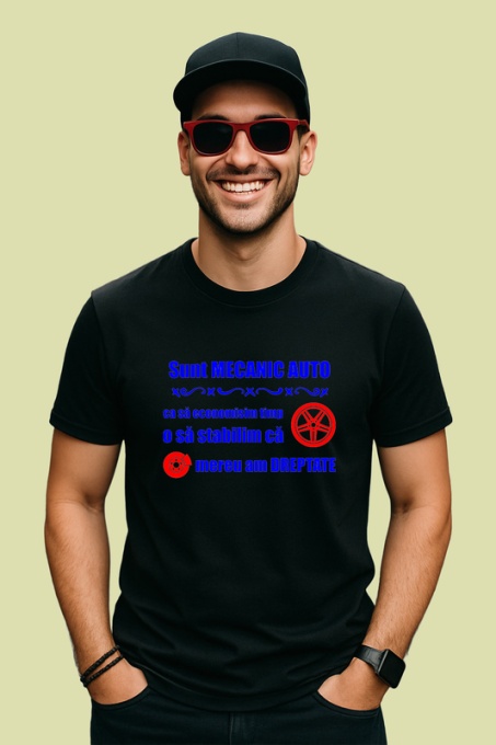 Tricou sunt mecanic auto ca sa economisim timp o sa stabilim ca mereu am dreptate mesaj glumet, Copii | Dama | Barbat , tricou negru
