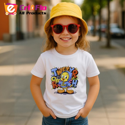 Tricou Tweety tweet rush cu hanorac albastru si sneakers Copii | Dama | Barbat Barbat