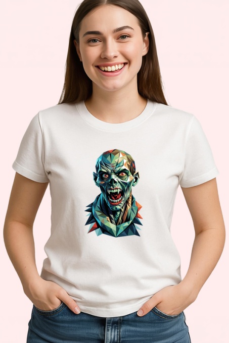 Tricou Zombie Verde Ilustratie Abstracta, Copii | Dama | Barbat