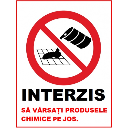 Indicator Interzis sa varsati produsele chimice pe jos, Sticker autocolant