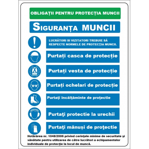 Indicator Obligatii pentru protectia muncii, Sticker autocolant