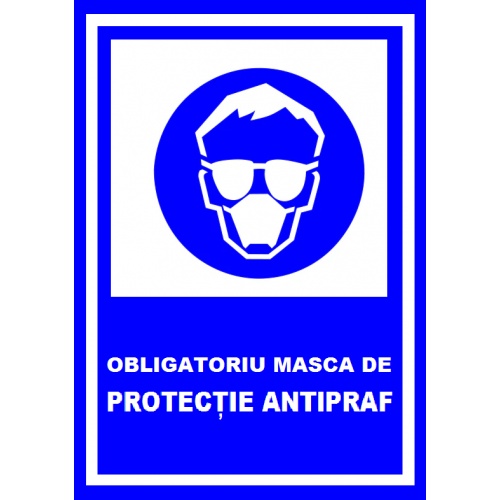 Indicator Obligatoriu masca de protectie antipraf, Sticker autocolant