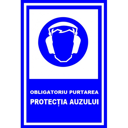 Indicator Obligatoriu purtarea protectia auzului, Sticker autocolant
