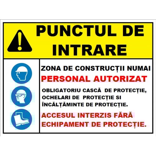 Indicator Pentru punctul de intrare pe santier, Sticker autocolant