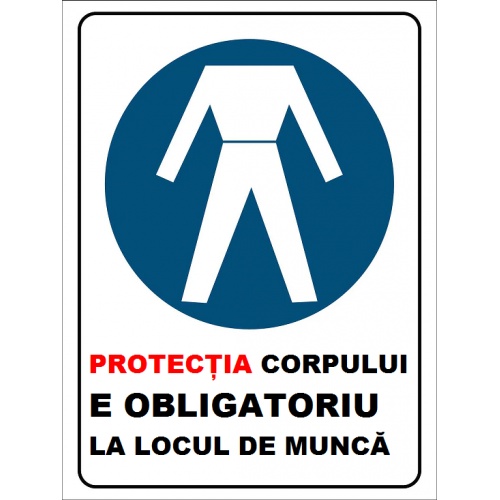 Indicator Protectia corpului e obligatoriu la locul de munca, Sticker autocolant