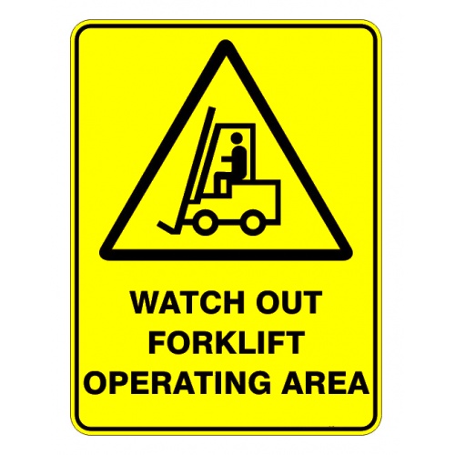 Indicator Sign watch out forklift operating area, Sticker autocolant