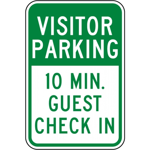 Indicator Visitor Parking 10 Min Guest Check In Sign, Sticker autocolant